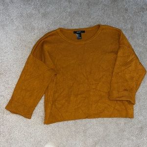 FOREVER 21 RUST ORANGE CROPPED 3/4 SLEEVE SWEATER SIZE SM